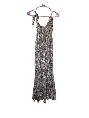 Hashttag in Trend Black & White Floral Maxi Dress with Tie Straps Size XS